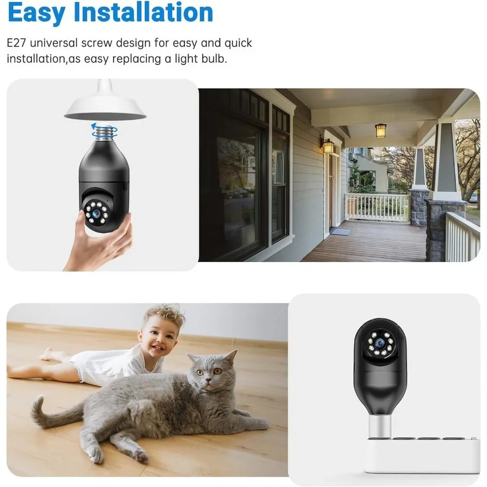 2K Light Bulb Security Camera Outdoor 2 Pack 5G/2.4GHz Wireless Motion Detection